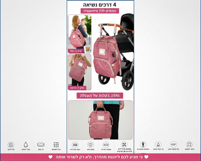תיק אמא 3-ב-1 – כל מה שצריך לתינוק, מסודר ונגיש במקום אחד